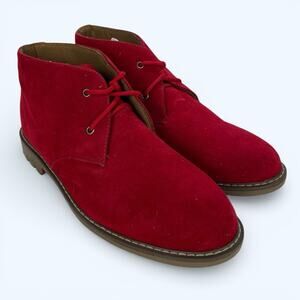 Flying Deer Men's Chukka Boots Red Faux Suede sz 11 New